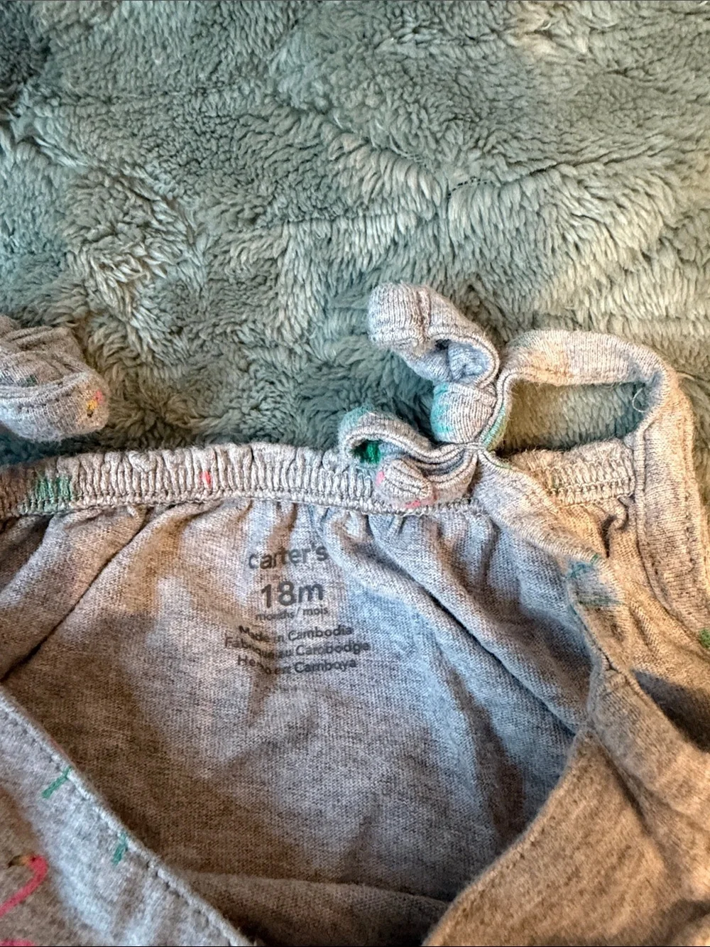 Carter's Gray Tank Romper with Pink Flamingo & Green Palm Print